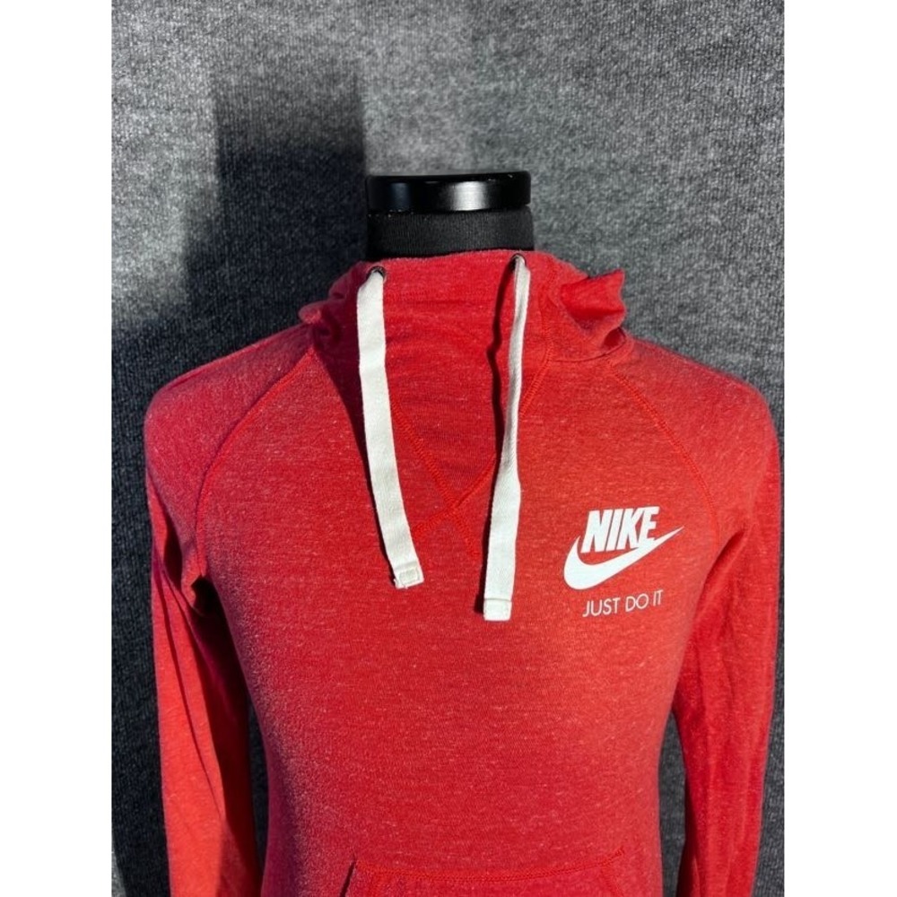 Nike Sportswear Gym Vintage Hoodie Red Heathered "Just Do It" Pullover Sz Small